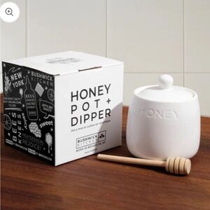 NEW! In Box- White Honey Pot and Dipper